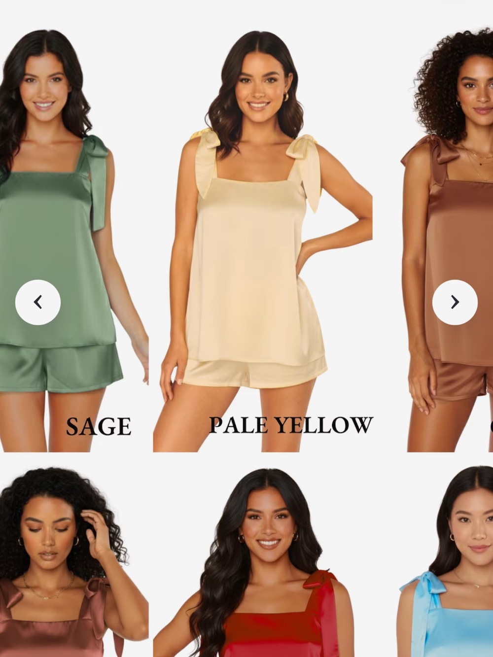 Women’s Pale Yellow Tie-Shoulder Camisole & Shorts Sleep Set